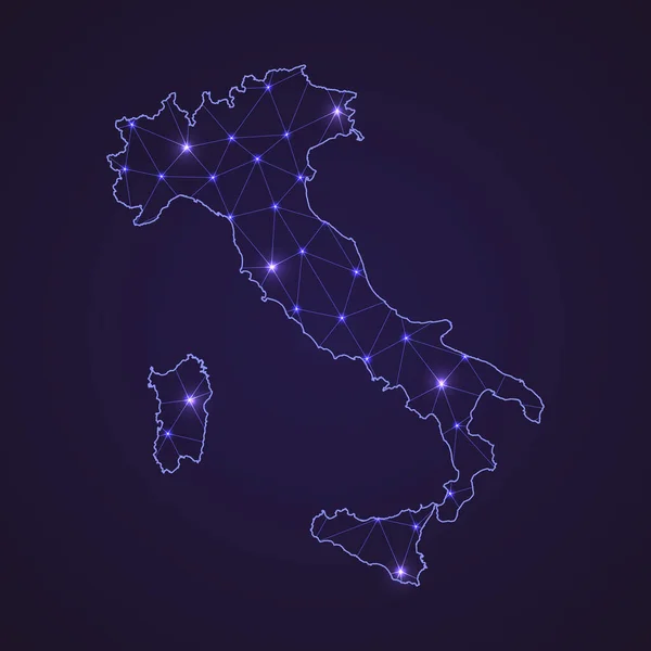 Карта Цифровых Сетей Италии Абстрагируйся Линии Делай Темном Фоне — стоковый вектор