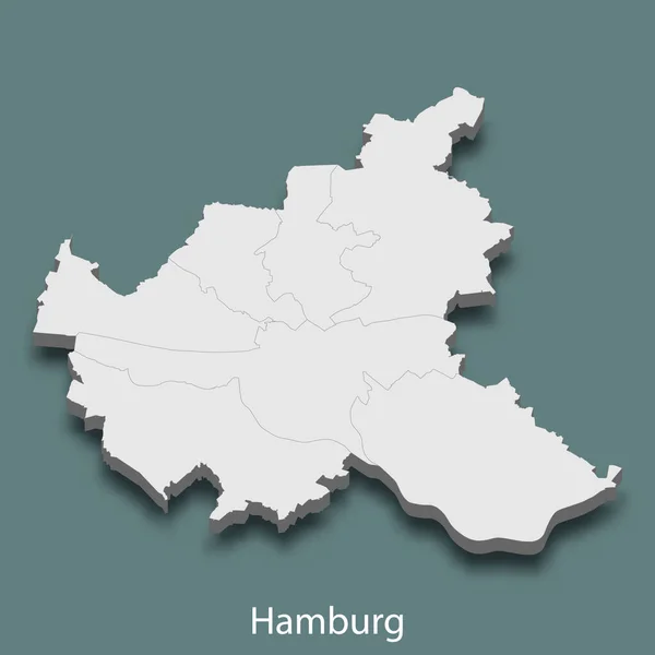 ハンブルクの3Dアイソメトリックマップは ドイツ ベクトル図の都市です — ストックベクタ