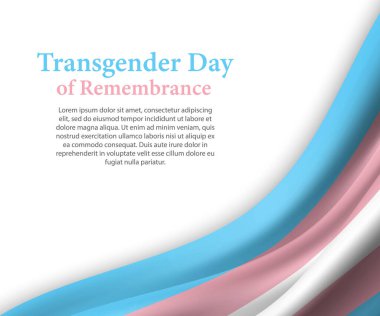 Transseksüel gurur bayrağı taşıyan bir kurdele ya da bayrak sallama, transseksüel gün poster tasarımı şablonu