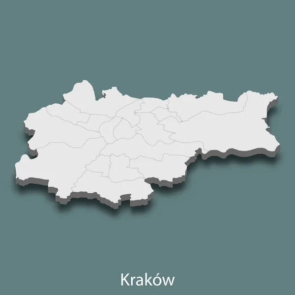 Mapa Isométrico Cracovia Una Ciudad Polonia Vector Ilustración — Archivo Imágenes Vectoriales