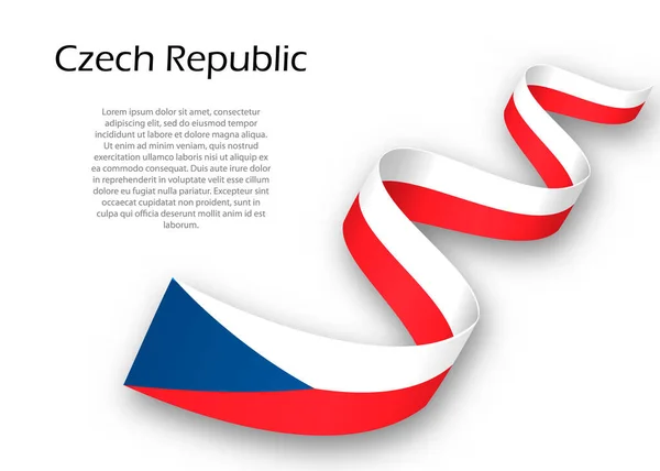 挥动带有捷克共和国国旗的带子或横幅 独立日海报设计模板 — 图库矢量图片