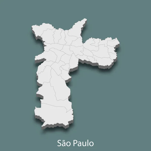 Mapa Isométrico São Paulo Uma Cidade Brasil Ilustração Vetorial —  Vetores de Stock