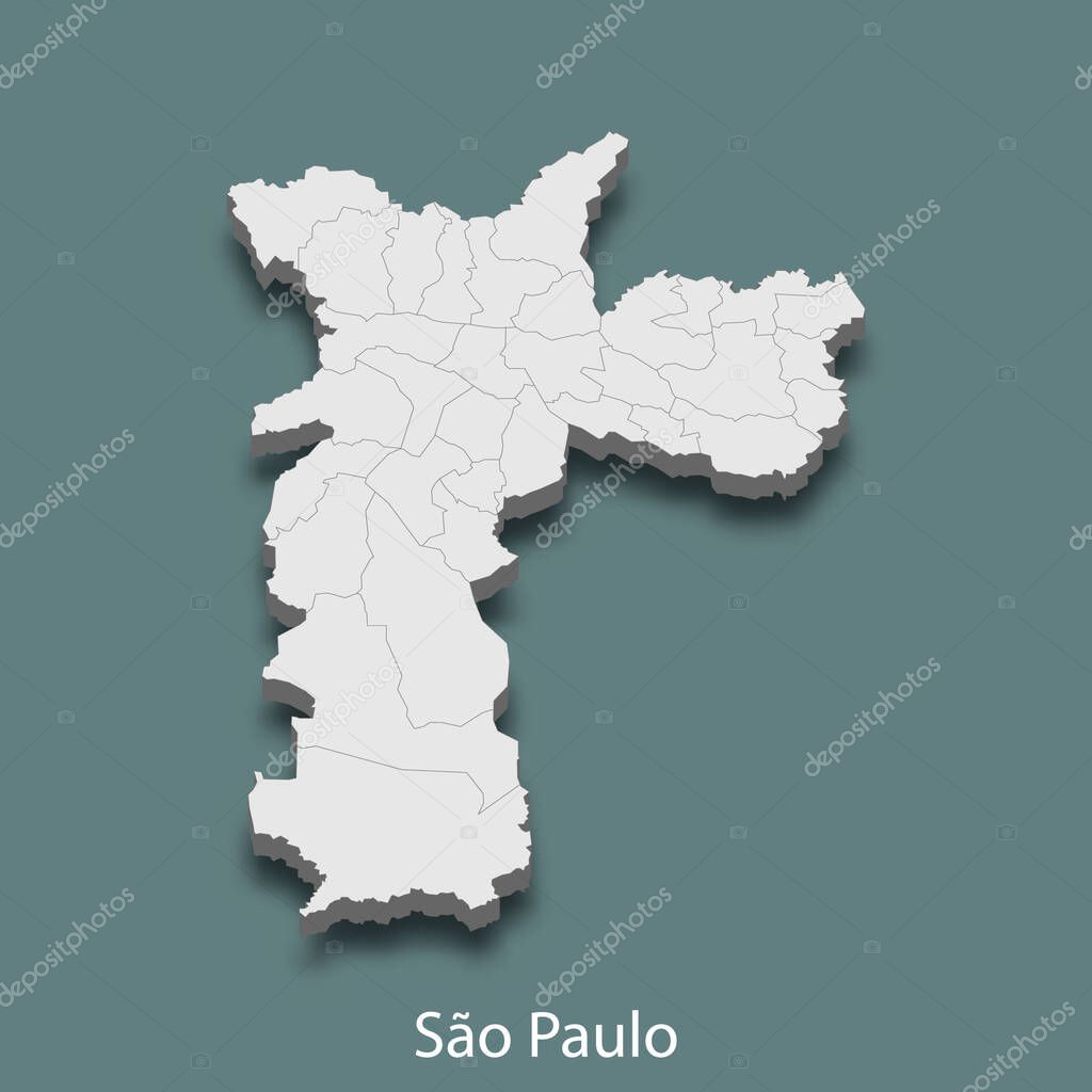 3d isometric map of Sao Paulo is a city of Brazil , vector illustration