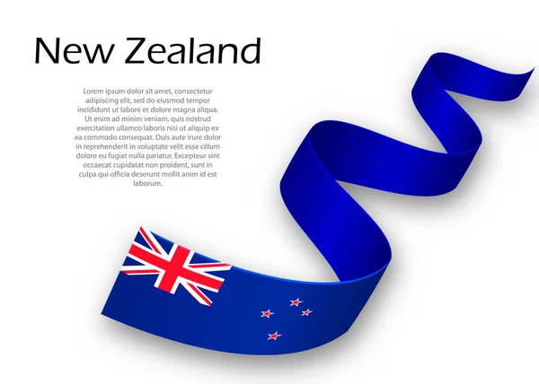 Szalagot Vagy Zászlót Lobogtatva Zéland Zászlajával Sablon Függetlenségi Nap Plakát — Stock Vector