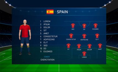 Futbol skorbord takımı İspanya ile grafik şablonu