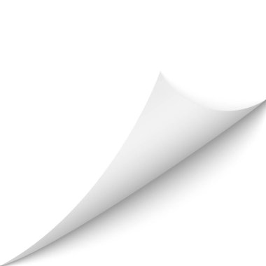 Gölgeli kağıdın kıvrımlı köşesi. Vektör illüstrasyonu