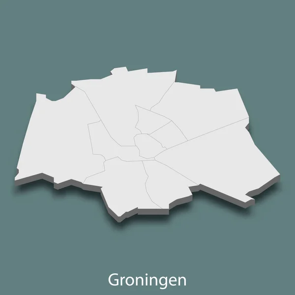 Mapa Isométrico Groningen Uma Cidade Holanda Ilustração Vetorial — Vetor de Stock