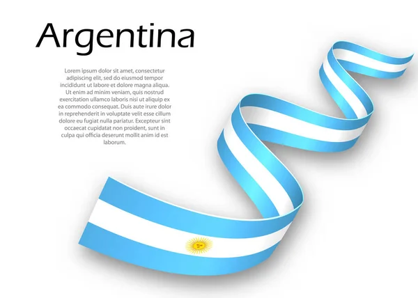 Κυματιστή Κορδέλα Πανό Σημαία Της Αργεντινής Πρότυπο Σχεδιασμού Αφίσας Ημέρας — Διανυσματικό Αρχείο