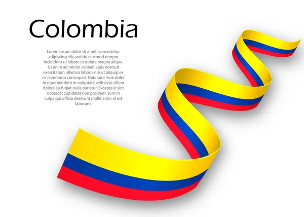 Waving Ribbon Banner Flag Colombia Template Independence Day Poster Design — Stock Vector