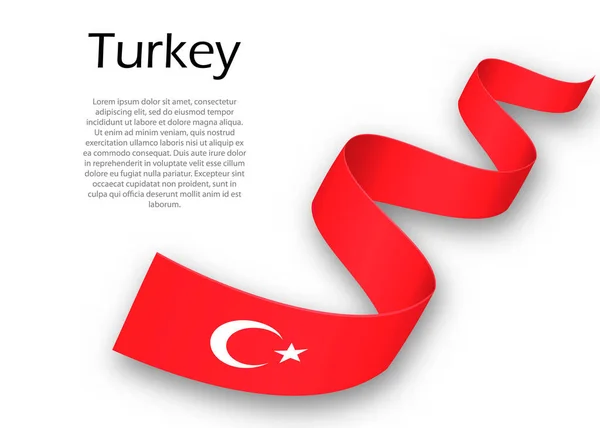 Ruban Bannière Avec Drapeau Turquie Modèle Pour Conception Affiche Journée — Image vectorielle