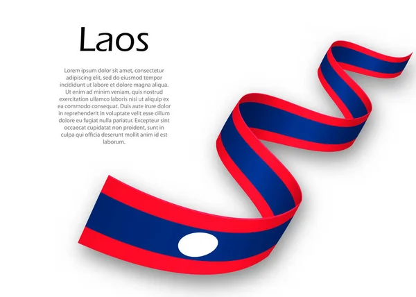 Ruban Bannière Avec Drapeau Laos Modèle Pour Conception Affiche Journée — Image vectorielle