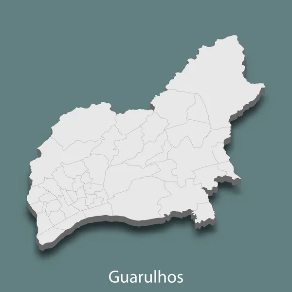 Guarulhos Izometrik Haritası Brezilya Nın Bir Şehridir — Stok Vektör