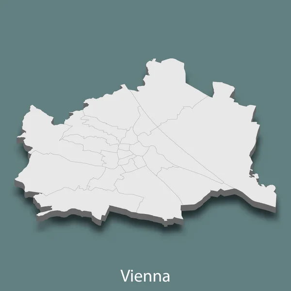 Mapa Izometryczna Wiednia Jest Miastem Austrii Ilustracja Wektorowa — Wektor stockowy