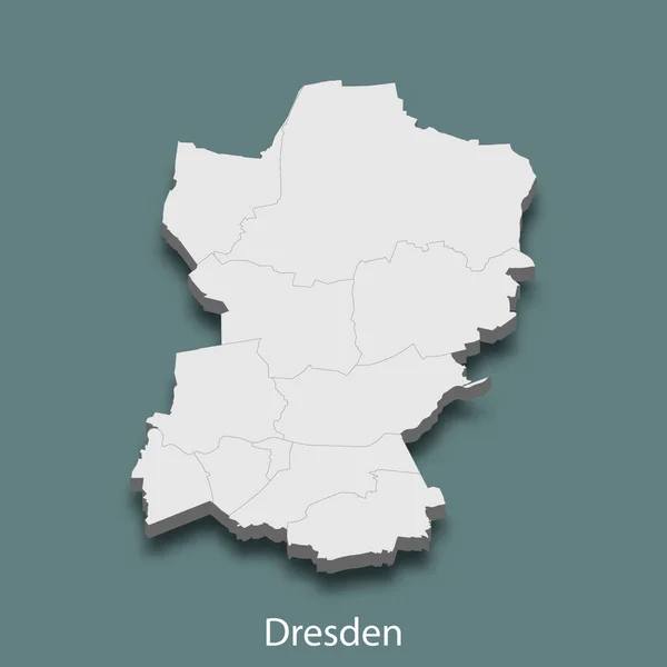 Mapa Isométrico Dresde Una Ciudad Alemania Vector Ilustración — Vector de stock