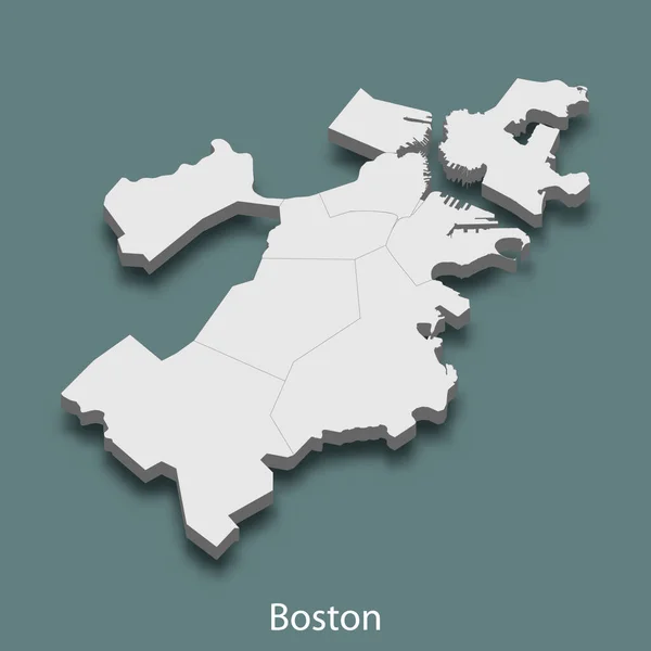 Carte Isométrique Boston Est Une Ville Des États Unis Illustration — Image vectorielle