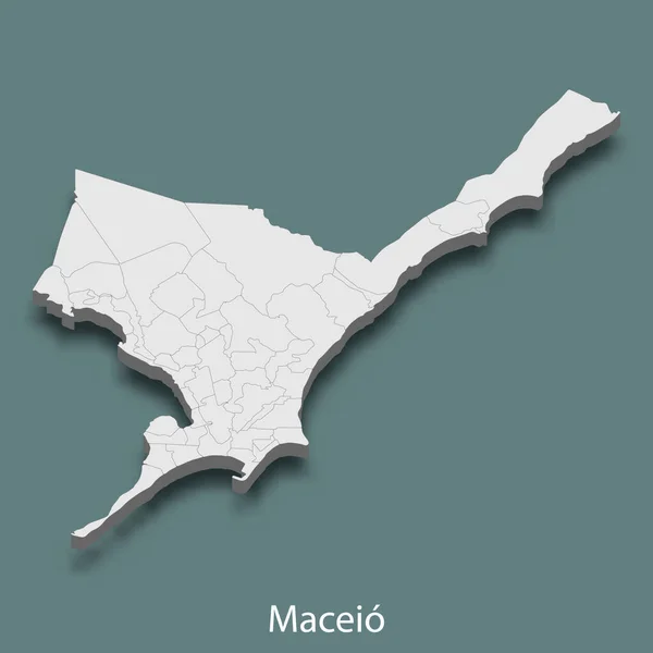 Mappa Isometrica Maceio Una Città Del Brasile Illustrazione Vettoriale — Vettoriale Stock