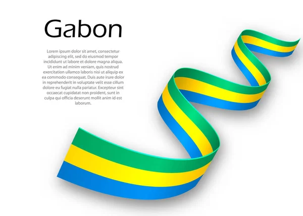 Κυματιστή Κορδέλα Πανό Σημαία Γκαμπόν Πρότυπο Σχεδιασμού Αφίσας Ημέρας Ανεξαρτησίας — Διανυσματικό Αρχείο