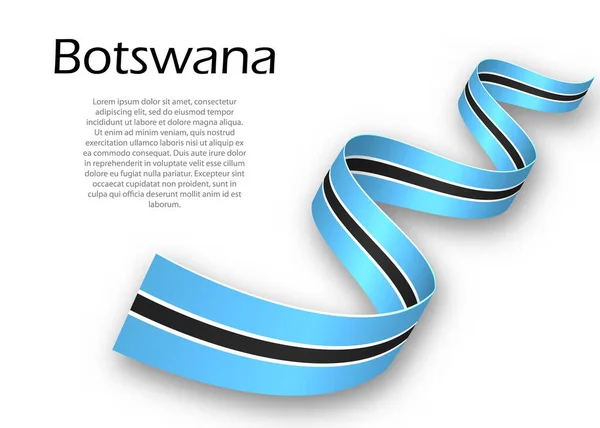 Botswana Zászlójával Lengő Szalag Vagy Zászló Sablon Függetlenségi Nap Plakát — Stock Vector