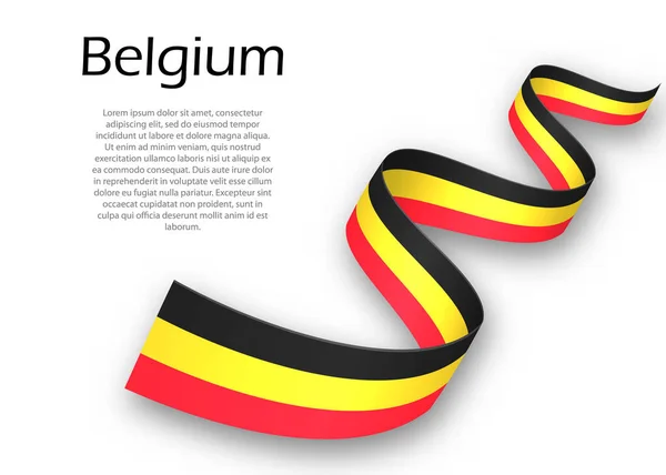 Ruban Bannière Avec Drapeau Belgique Modèle Pour Conception Affiche Journée — Image vectorielle