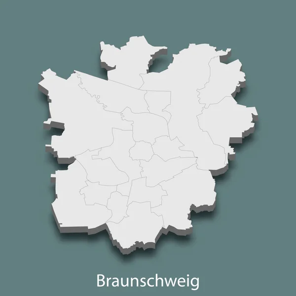 Mapa Isométrico Braunschweig Una Ciudad Alemania Vector Ilustración — Vector de stock