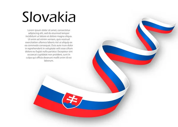 Zwaaiend Lint Spandoek Met Vlag Van Slowakije Model Voor Het — Stockvector