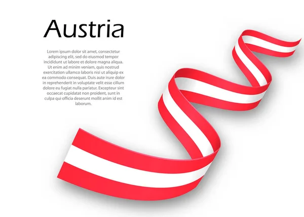 リボンや旗をオーストリアの旗で振ってください 独立記念日ポスターデザインのテンプレート — ストックベクタ