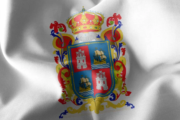 坎佩切的3D插图旗帜是墨西哥的一个地区 飘扬在风旗纺织品的背景上 — 图库照片
