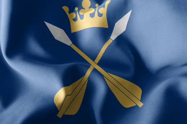 Bandiera Dalarna Una Regione Della Svezia Sventolando Sullo Sfondo Tessile — Foto Stock