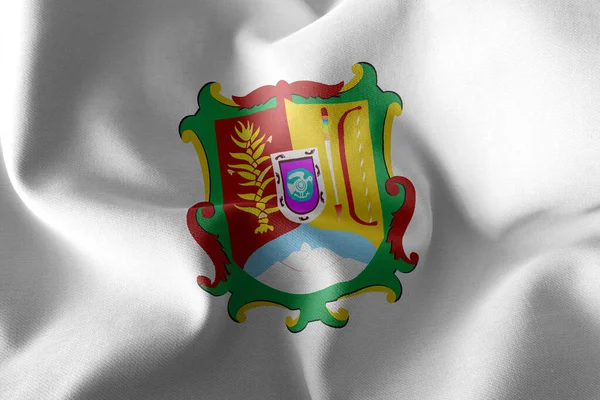 Nayarit的3D插图旗帜是墨西哥的一个地区 飘扬在风旗纺织品的背景上 — 图库照片