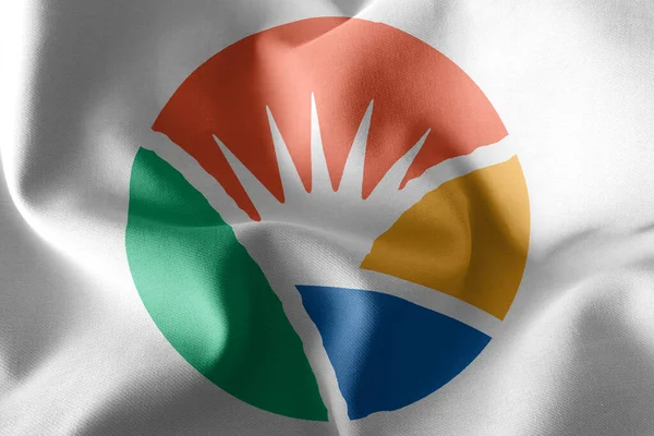 Bendera Ilustrasi Gyeongsang Selatan Adalah Sebuah Wilayah Korea Selatan Melambaikan — Stok Foto