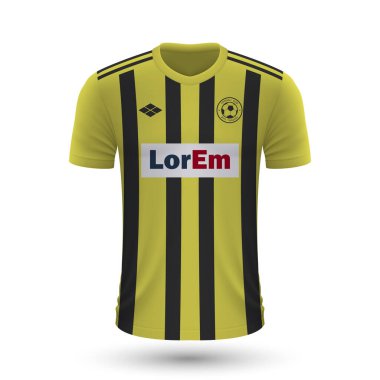 Gerçekçi futbol tişörtü Aris 2022, futbol takımı için forma şablonu. Vektör illüstrasyonu 