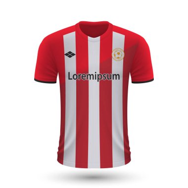 Gerçekçi futbol gömleği Athletic Bilbao 2022, futbol takımı için forma şablonu. Vektör illüstrasyonu 