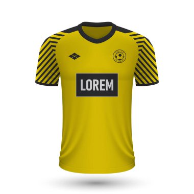 Gerçekçi futbol tişörtü 2022, futbol takımı için forma şablonu. Vektör illüstrasyonu 