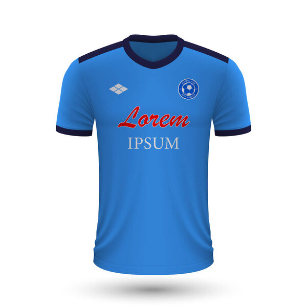 Realistic soccer shirt Napoli 2022, jersey template for football kit. Vector illustration 