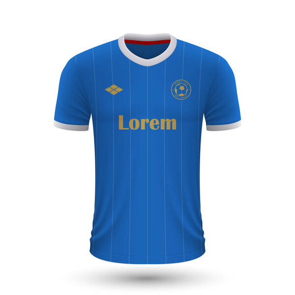 Realistic soccer shirt Rangers 2022, jersey template for football kit. Vector illustration 