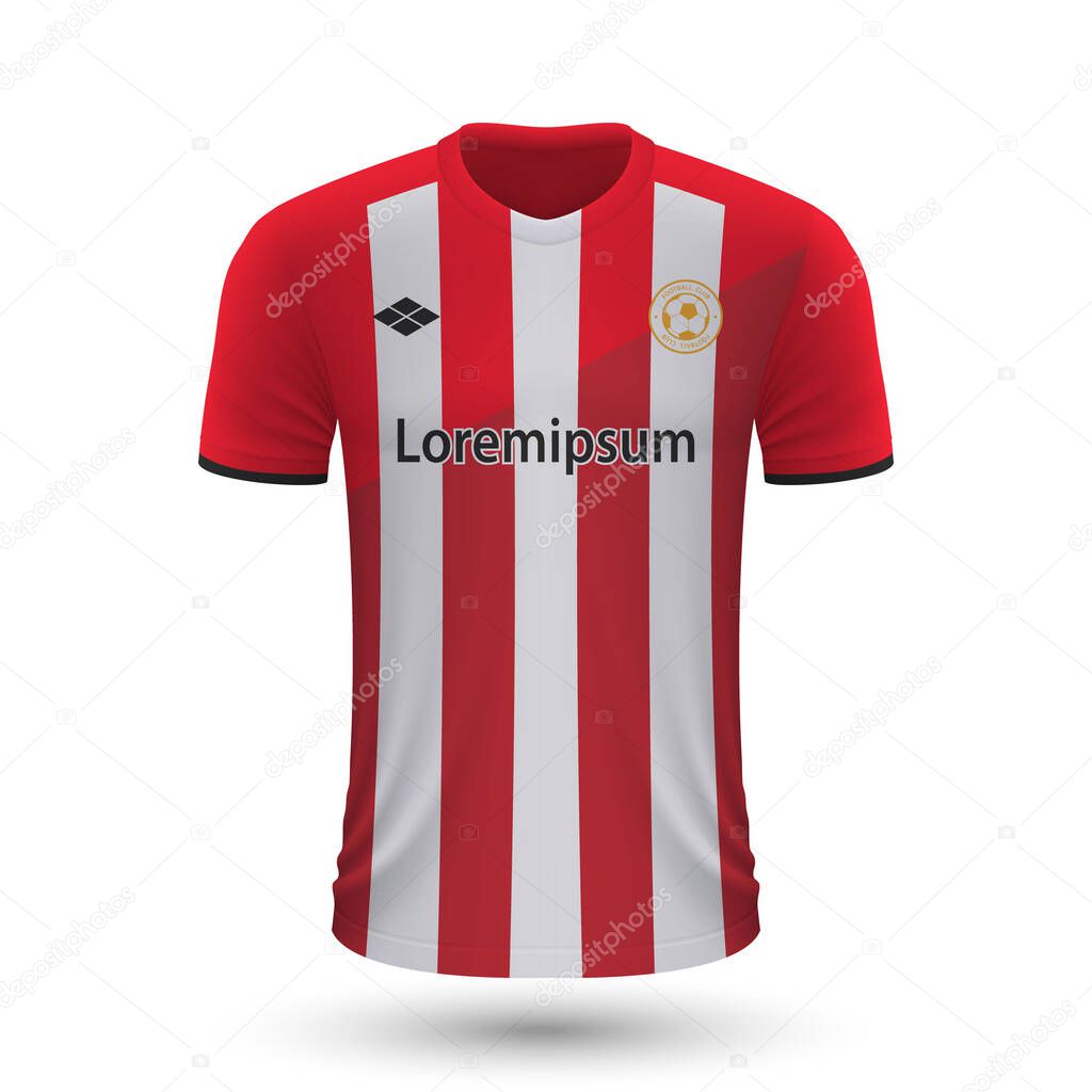 Realistic soccer shirt Athletic Bilbao 2022, jersey template for football kit. Vector illustration 