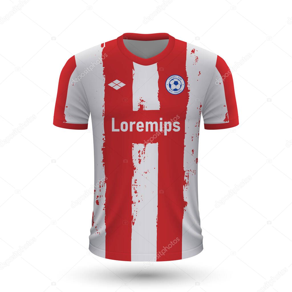 Realistic soccer shirt Atletico Madrid 2022, jersey template for football kit. Vector illustration 