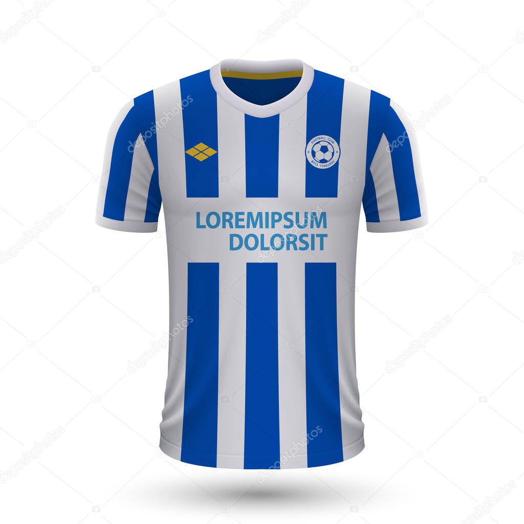 Realistic soccer shirt Brighton 2022, jersey template for football kit. Vector illustration 