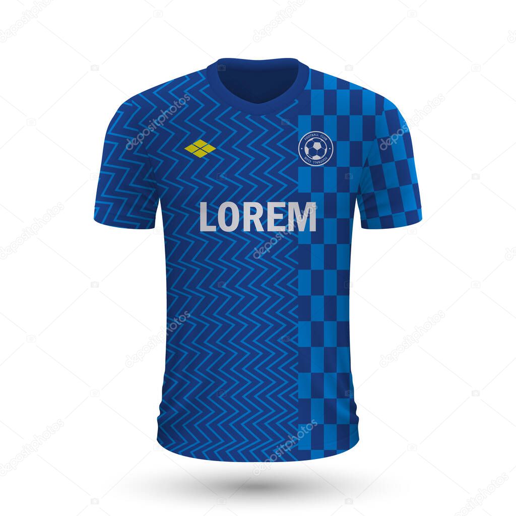 Realistic soccer shirt Chelsea 2022, jersey template for football kit. Vector illustration 