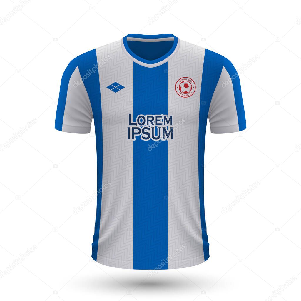 Realistic soccer shirt Espanyol 2022, jersey template for football kit. Vector illustration 