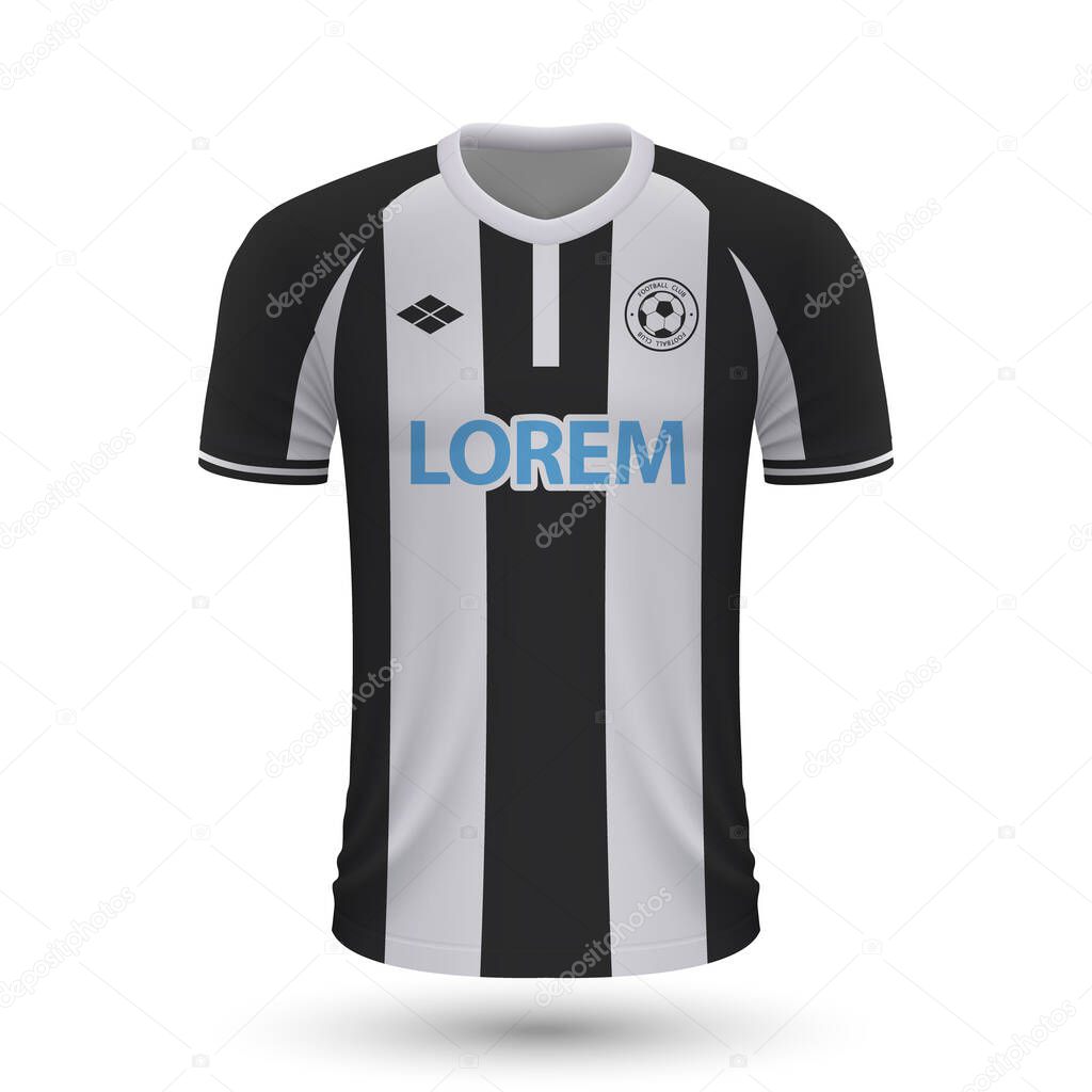 Realistic soccer shirt Newcastle 2022, jersey template for football kit. Vector illustration 