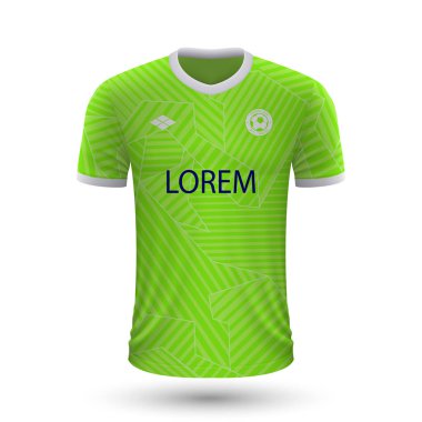 Gerçekçi futbol tişörtü Wolfsburg 2022, futbol şablonu.