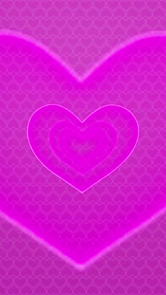 Güzel soyut kalp şekli 4k çözünürlükte kırmızı ve pembe renkte görünür. Soyut Sevgililer Günü tebrik kartı tasarımı. Dikey video döngüsü animasyonu. Sosyal medya öpüşme paylaşımı için harika — Stok video