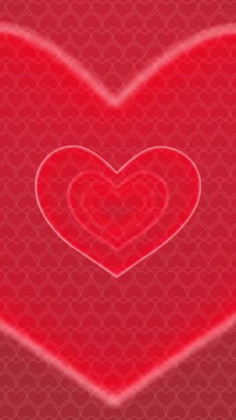 Animación túnel del corazón con color rojo. Resumen Diseño de movimiento de tarjeta de felicitación del Día de San Valentín. Animación vertical en bucle de vídeo. Ideal para los medios sociales beso post — Vídeo de stock