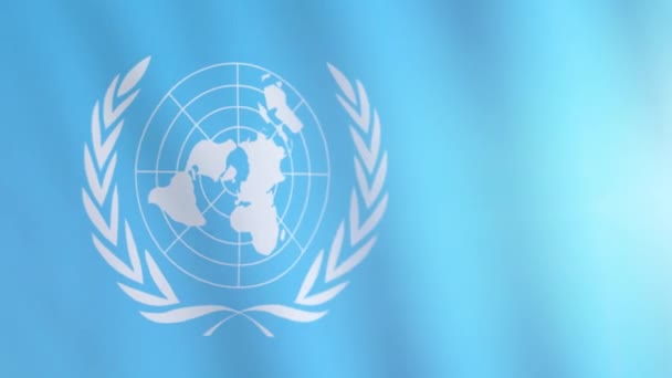 Le drapeau des Nations Unies agitant le vent. Drapeau international de l'ONU — Video