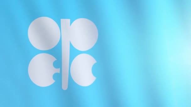 Flaga Organizacji Krajów Eksportujących Ropę Naftową trzepocze na wietrze. Flaga międzynarodowa OPEC — Wideo stockowe