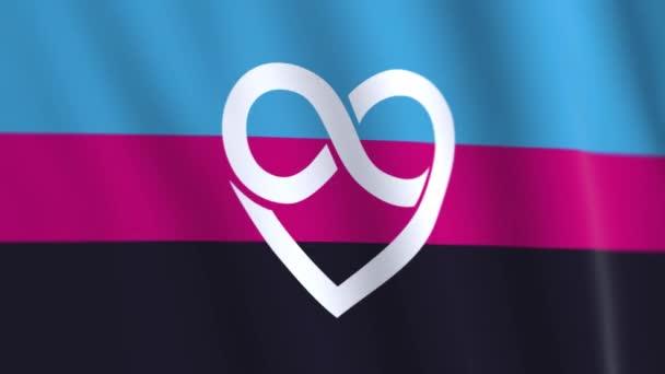 New Polyamorous Flag Rainbow Waving. 3d Polyamory Pride Symbol vlnění vlajky Izolované. Polyamorous flag HF. Mnohogenderová práva Duhová vlajka LGBT — Stock video