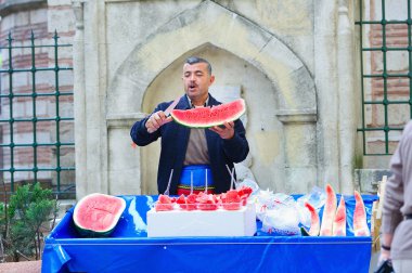 Watermelon Vendor in Istanbul clipart