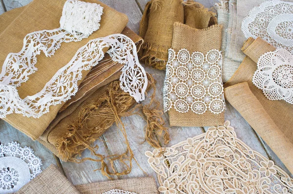Lace and linen home decorations — Stock Photo, Image