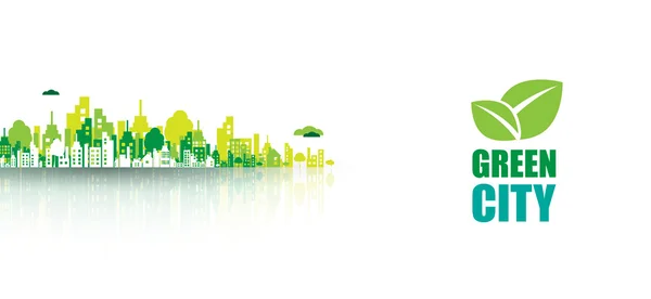 Grüne Stadt. Ökologiekonzept. Leben und Umwelt retten — Stockvektor